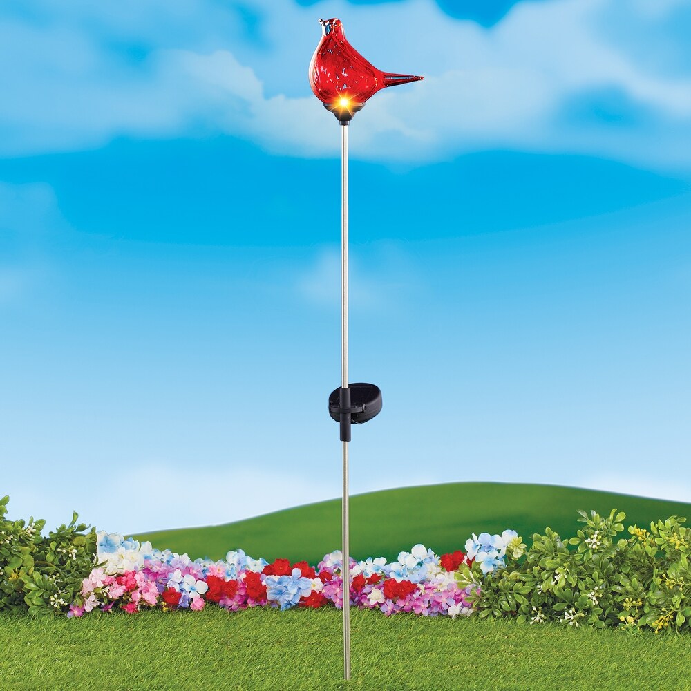 Outdoor Decorative Solar Glass Bird Garden Stake   20.000 x 5.880 x 4.000