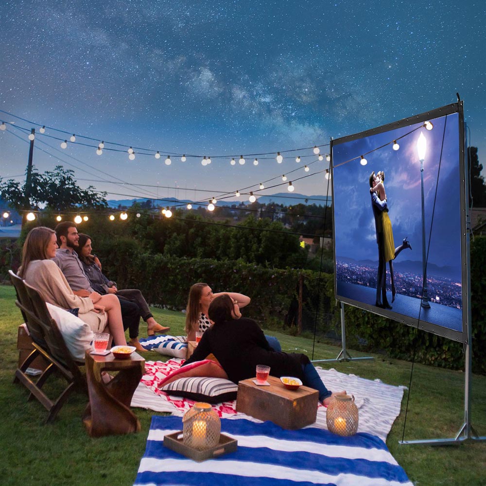 InstaHibit Outdoor Portable Projection Screen w/ Stand 16:9 135