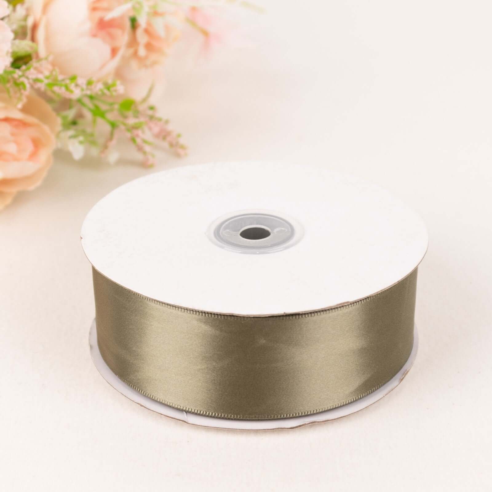 Dusty Sage Green Single Face Decorative Satin Ribbon 50 Yards 1.5