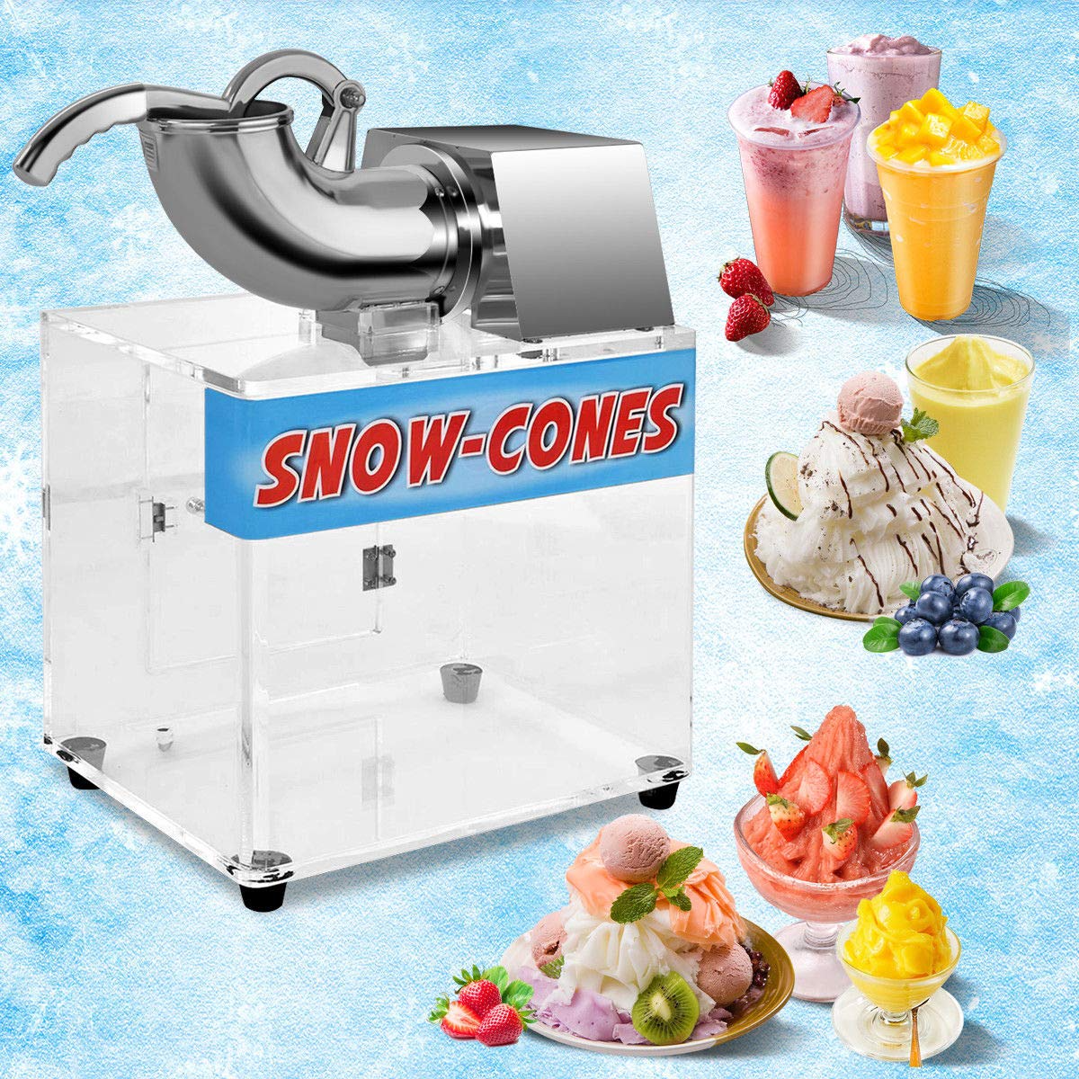 Costzon Ice Shaver Machine, Stainless Steel 110V Electric Ice Crusher with Dual Blades