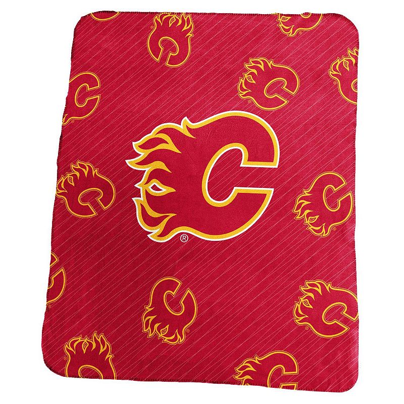 Calgary Flames 50 x 60 Repeating Logo Classic Plush Throw Blanket