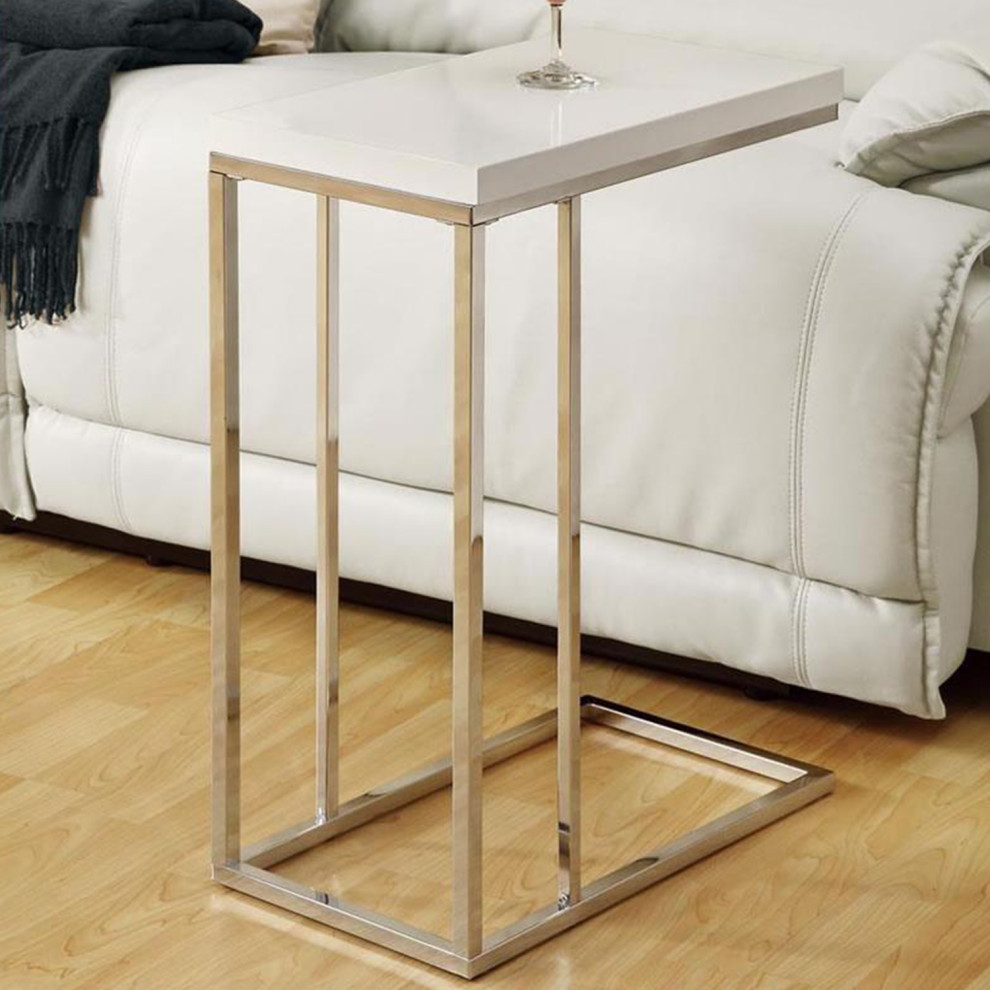 HomeRoots 18.25 quotx 10.25 quotx 25.25 quotWhite Particle Board Metal Accent Table   Contemporary   Side Tables And End Tables   by UStradeENT LLC  Houzz