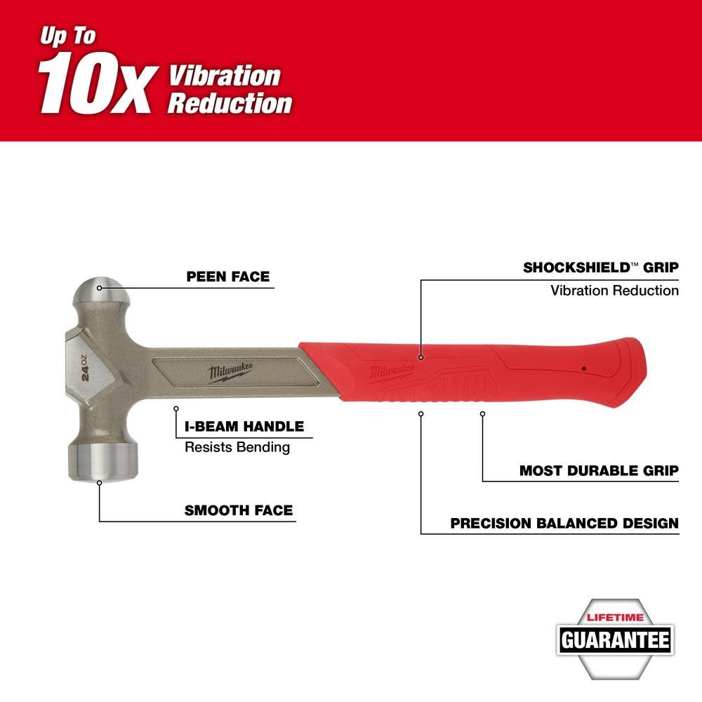 Milwaukee 24oz Steel Ball Peen Hammer 48-22-9131 from Milwaukee