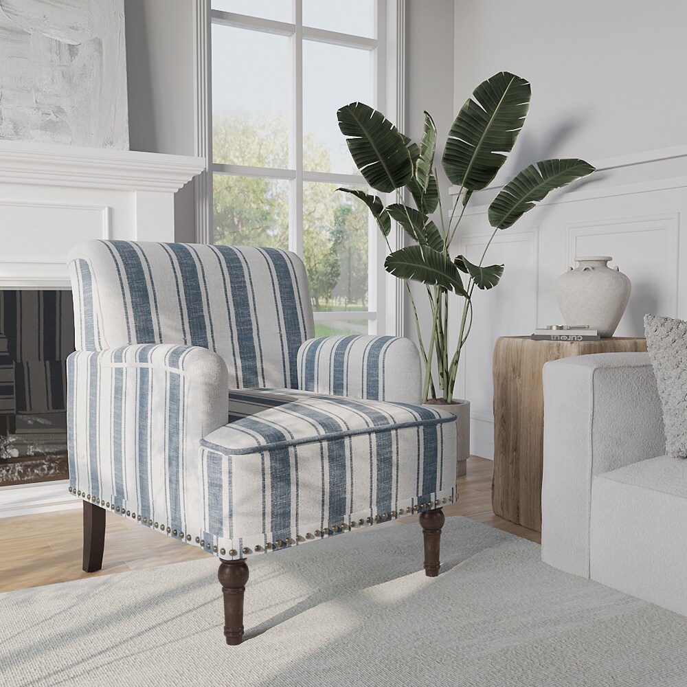 Upholstered Stripe Accent Chair Modern Armchair