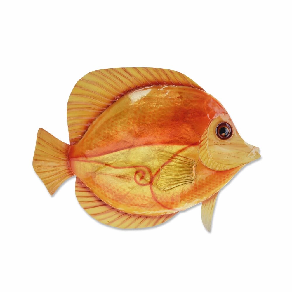 Handmade Orange Discus Fish Wall Decor (Philippines)   1 x 8 x 7