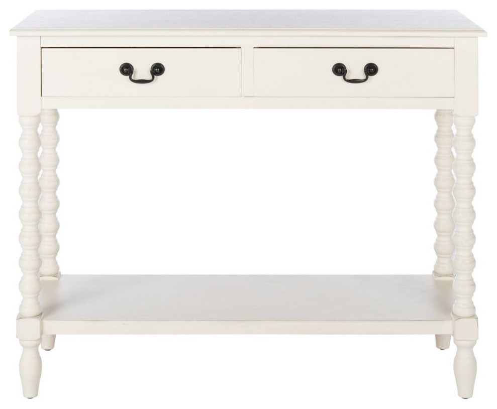 Thelma 2 Drawer Console Table Distressed White   French Country   Console Tables   by V.S.D Furniture  Houzz