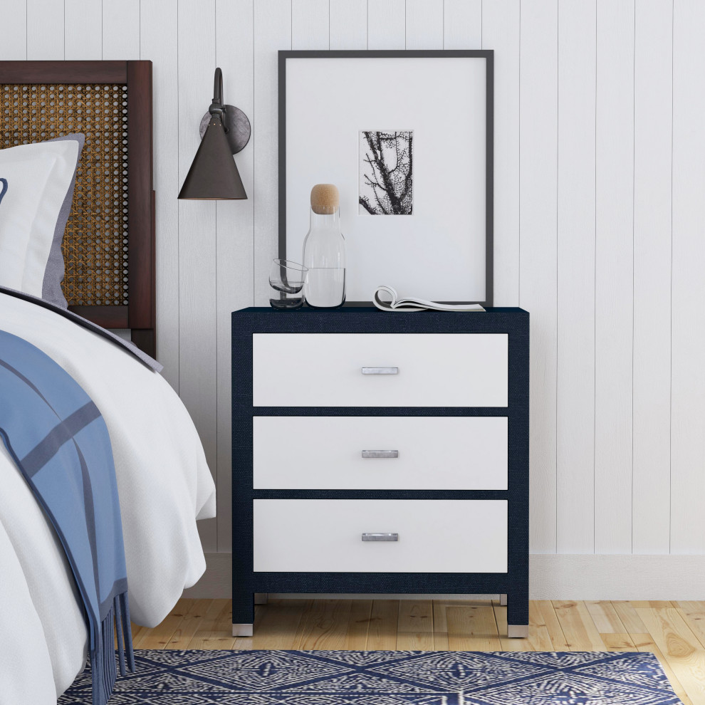 Keros 3 Drawer Navy Raffia Chest (5610350)   Contemporary   Accent Chests And Cabinets   by Butler Specialty Company  Houzz