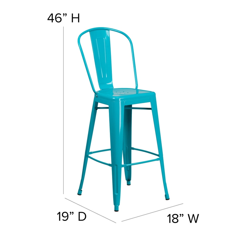 30'' High Metal Indoor Outdoor Barstool with Back   18\