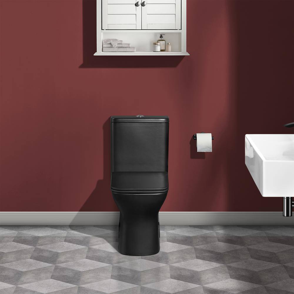 Swiss Madison Carre 1-Piece 0.81.28 GPF Dual Flush Square Toilet in Matte Black Seat Included SM-1T256MB