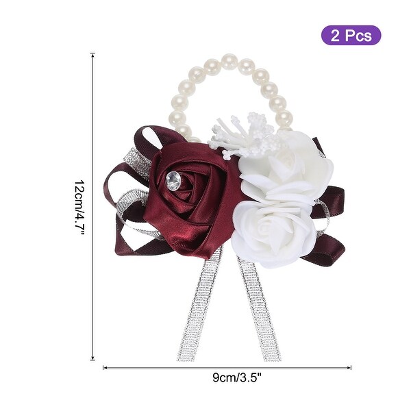 Wrist Corsage Artificial Flower Bracelets Pack of 2 Rose Wrist