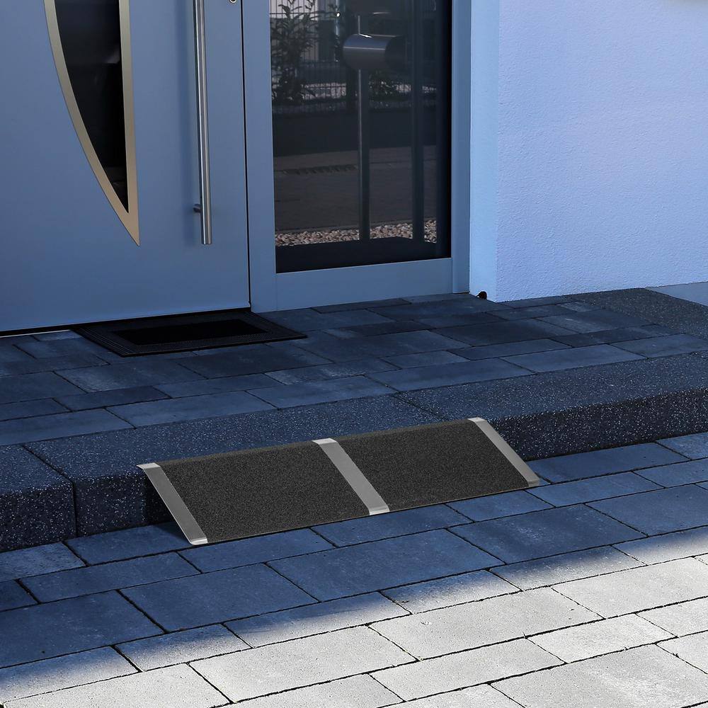 Karl home 10 in. x 32 in. Portable Aluminum Threshold Ramp Fit For Wheelchair Scooter Doorway Access Door Anti Slip Ramp 603083566625