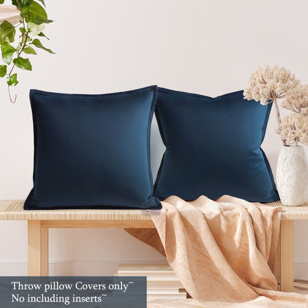 Piccocasa Decorative Velvet Throw Pillow Covers Square Solid Cushion Pillow Cases 2 Pcs