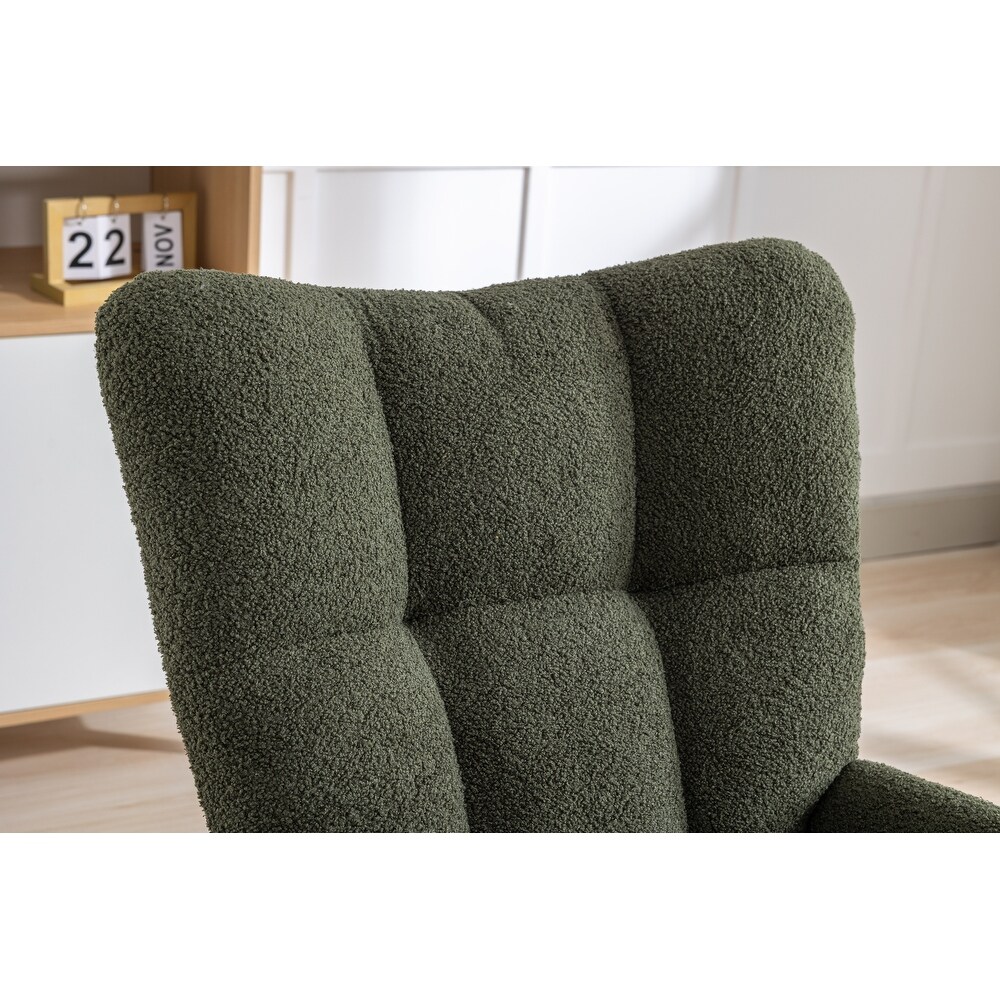 Soft Velvet Rocking Chair  Comfy Wingback Glider Rocker  Dark Green