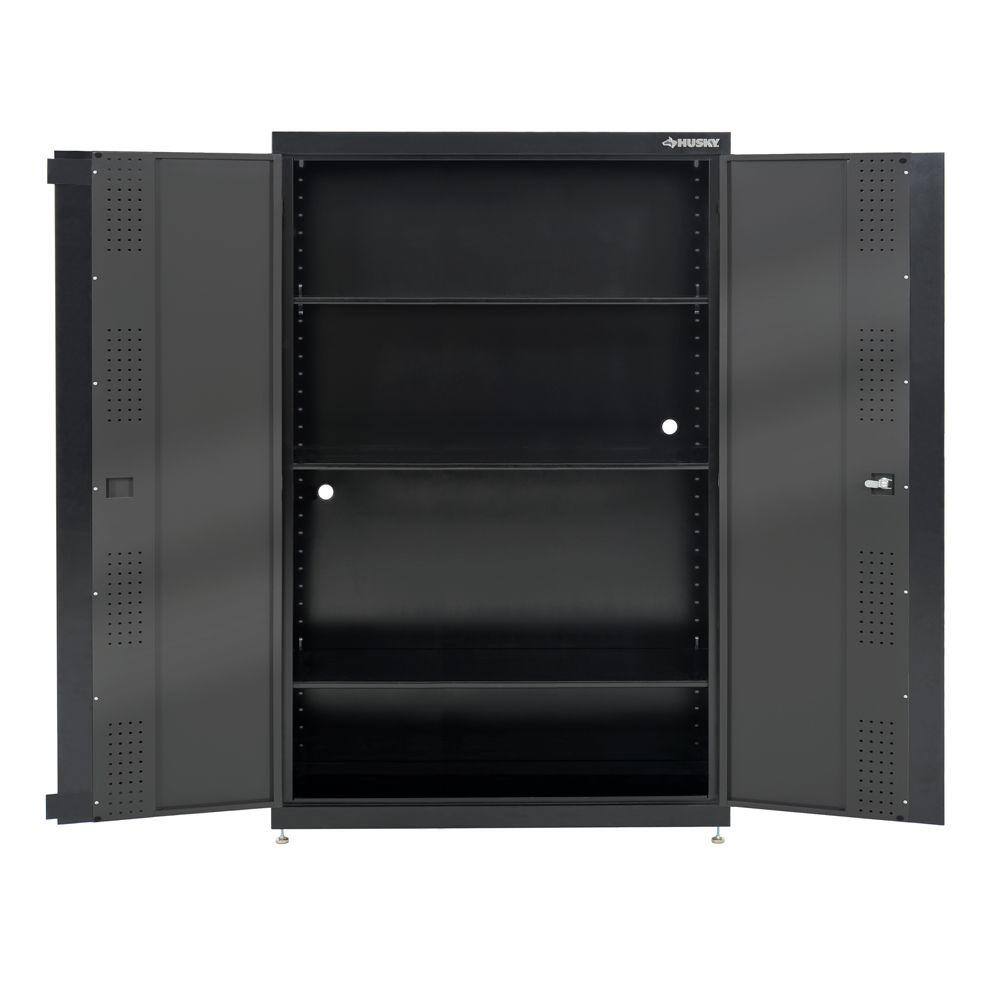 Husky Welded Steel Floor Cabinet in Black and Gray (46 in W x 72 in. H x 24 in. D) KF3F462472-H9