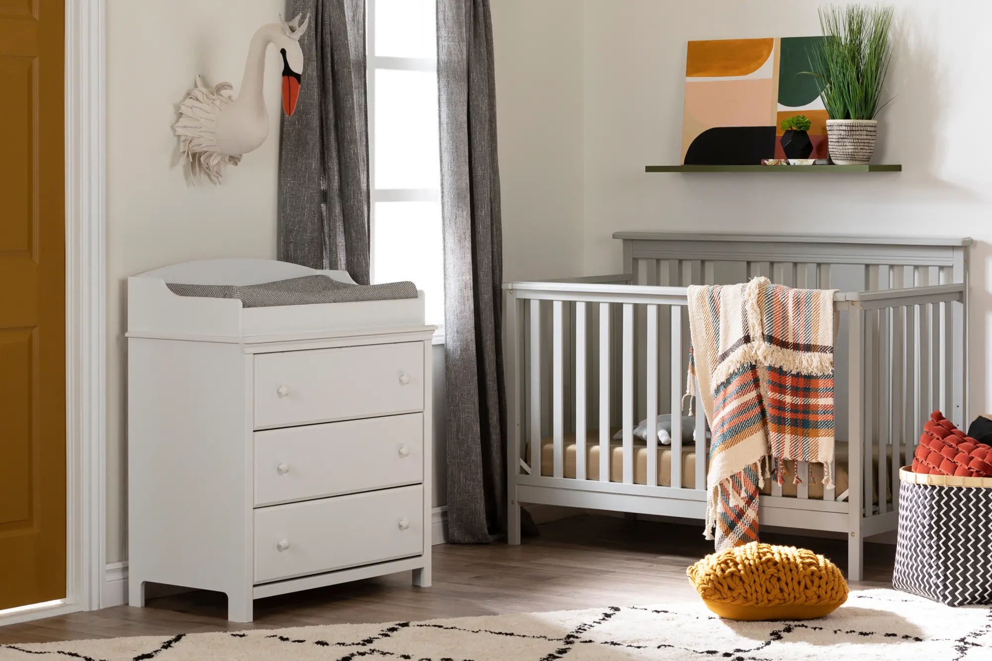 Cotton Candy Gray Crib with Toddler Rail - South Shore