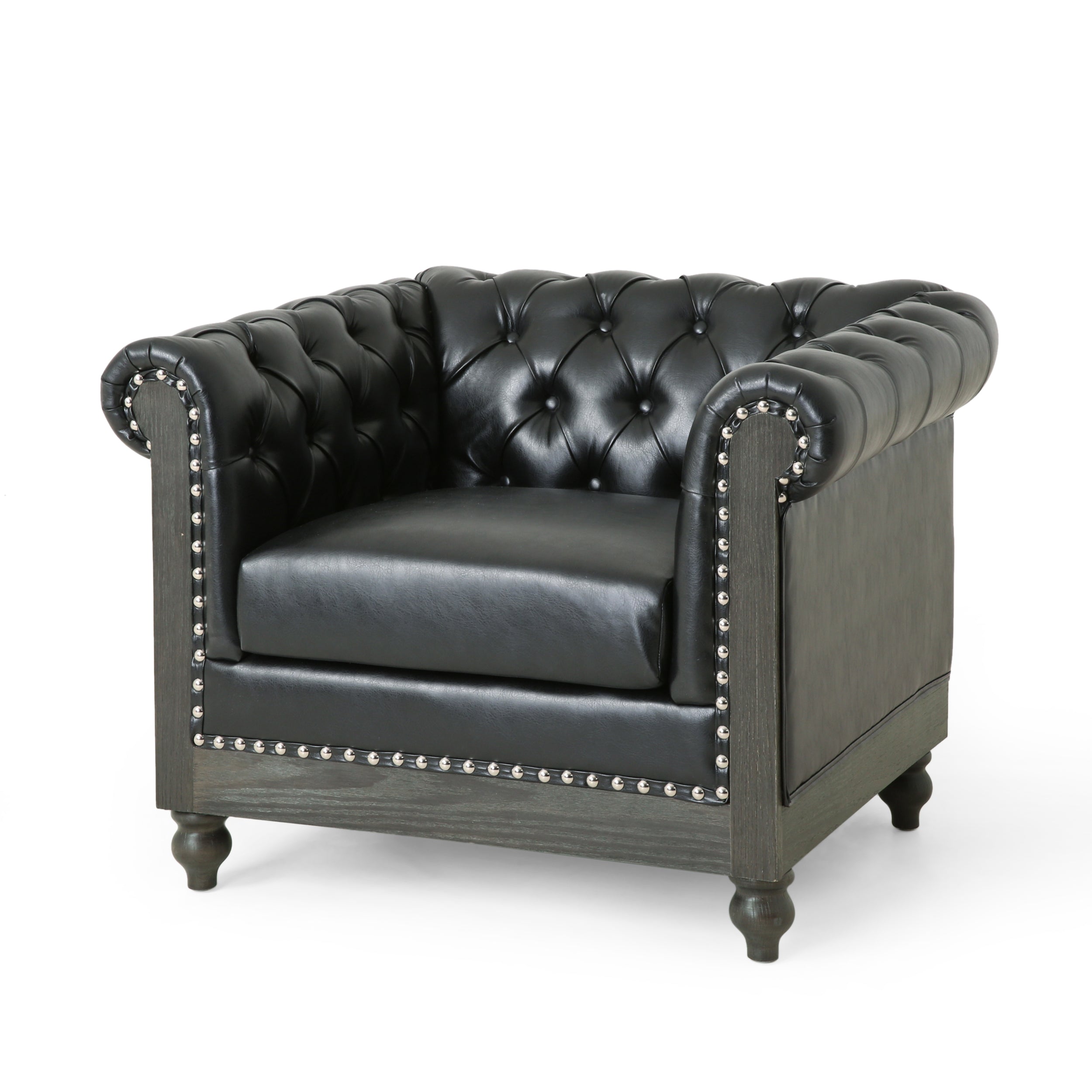 Batavia Chesterfield Tufted Club Chair with Nailhead Trim