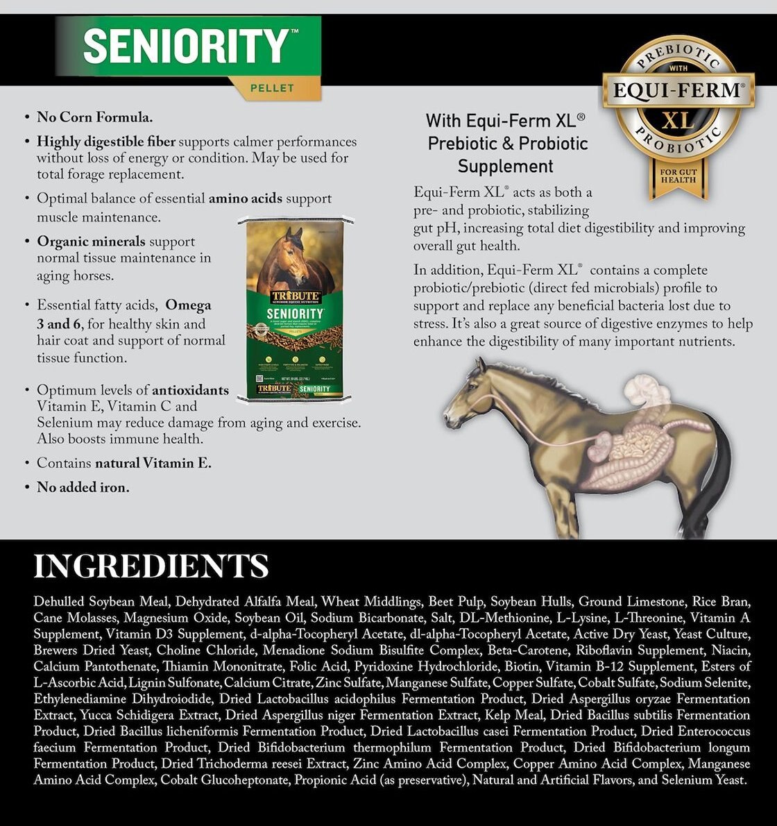 Tribute Equine Nutrition Seniority Pellet Low-NSC Horse Feed