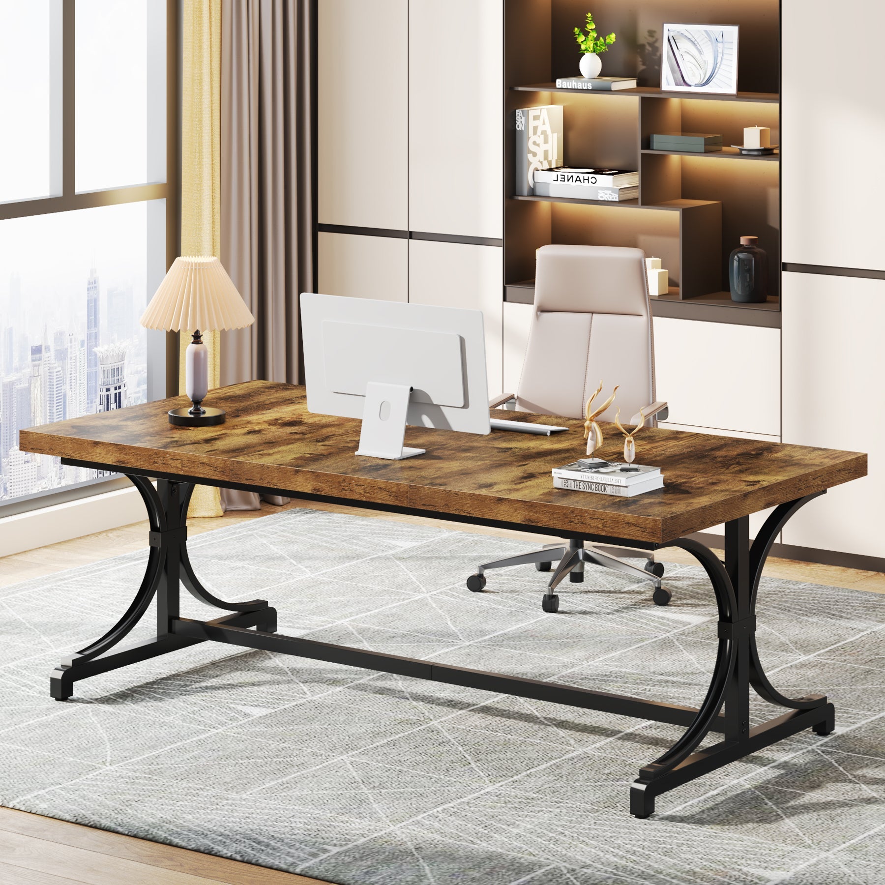 62.4-Inch Executive Desk, Rectangle Conference Table for 4-6 People