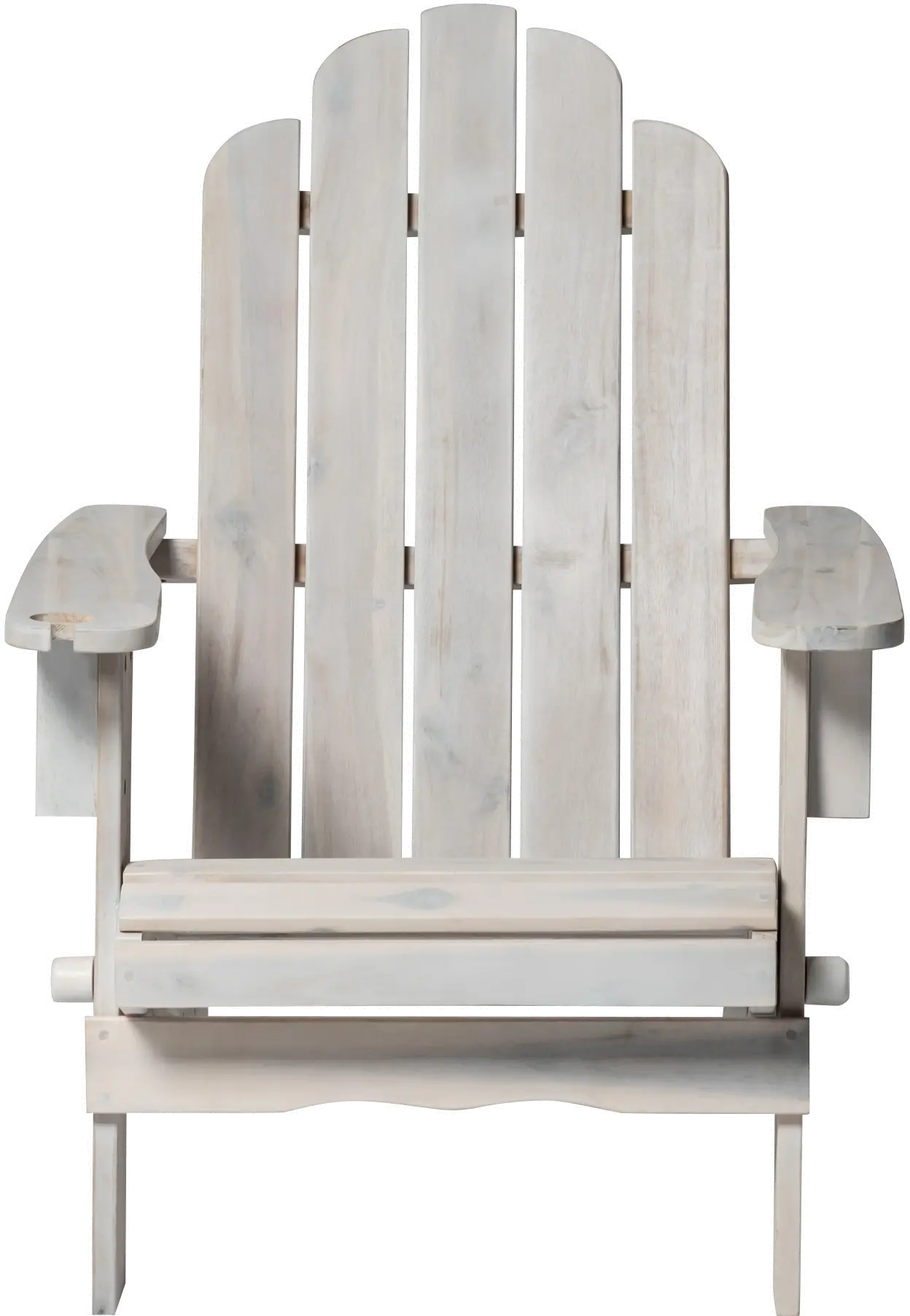 White Wood Adirondack Patio Chair with Glass Holder - Walker Edison