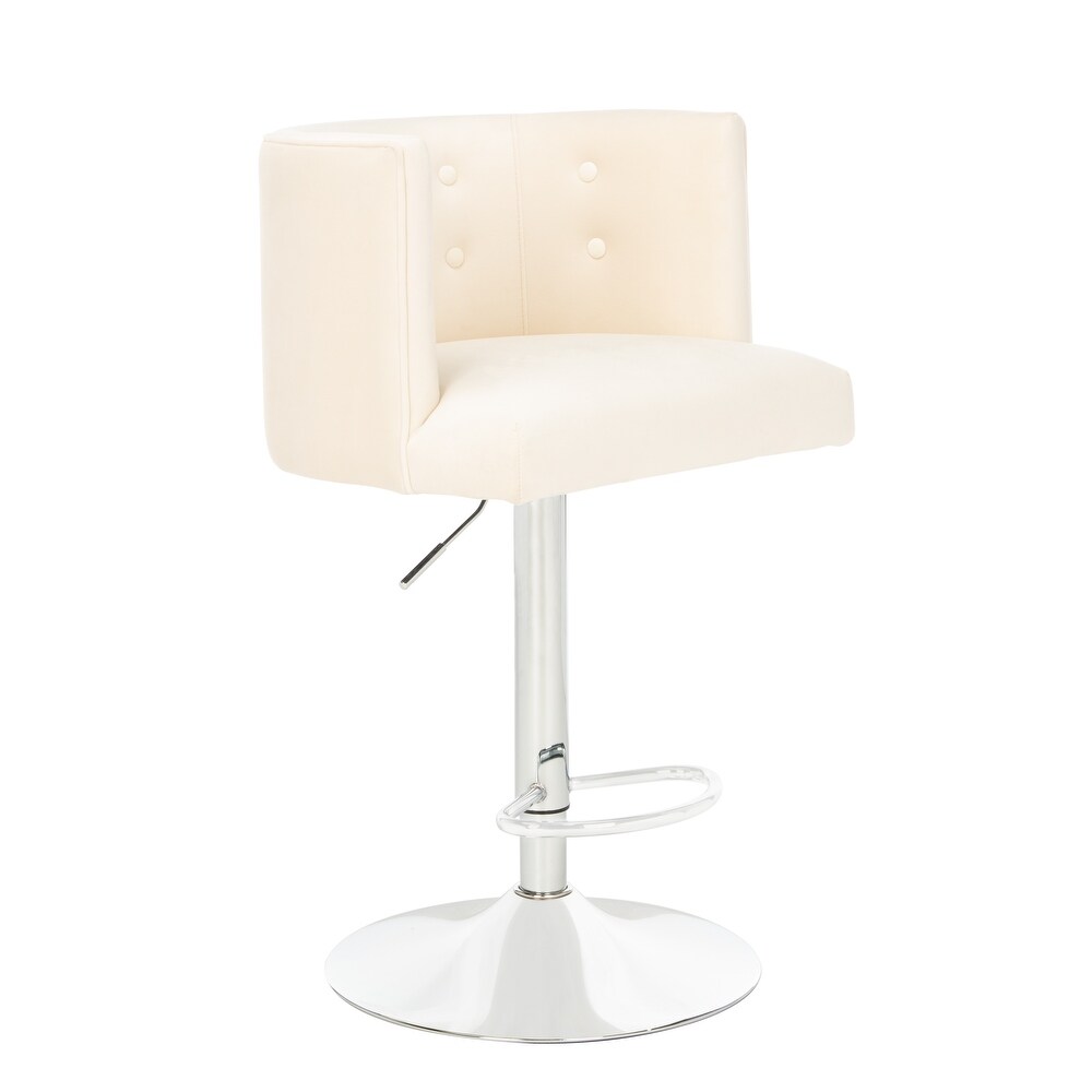 SAFAVIEH Couture Zayna Velvet/ Chrome Adjustable Bar Stool   21.3\