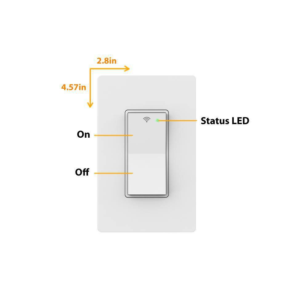 Commercial Electric Smart Single-Pole Specialty White Light Switch with Wi-Fi and Bluetooth Technology (1-Pack) Powered by Hubspace HPSA11CWB