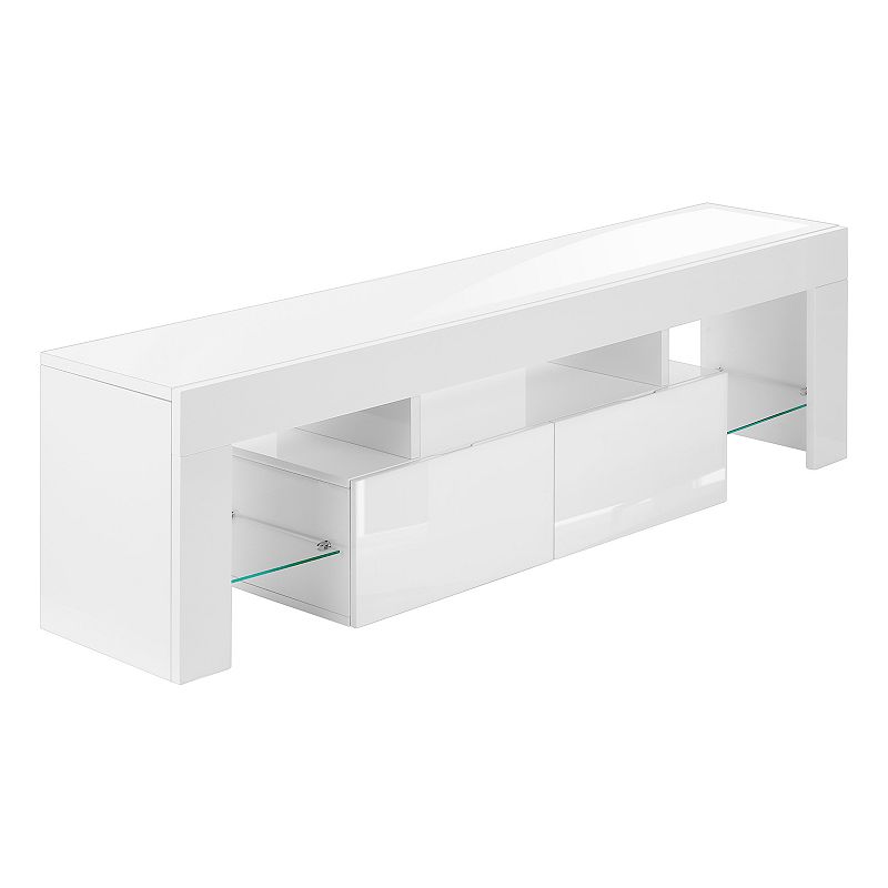 Monarch Modern Glossy White TV Stand