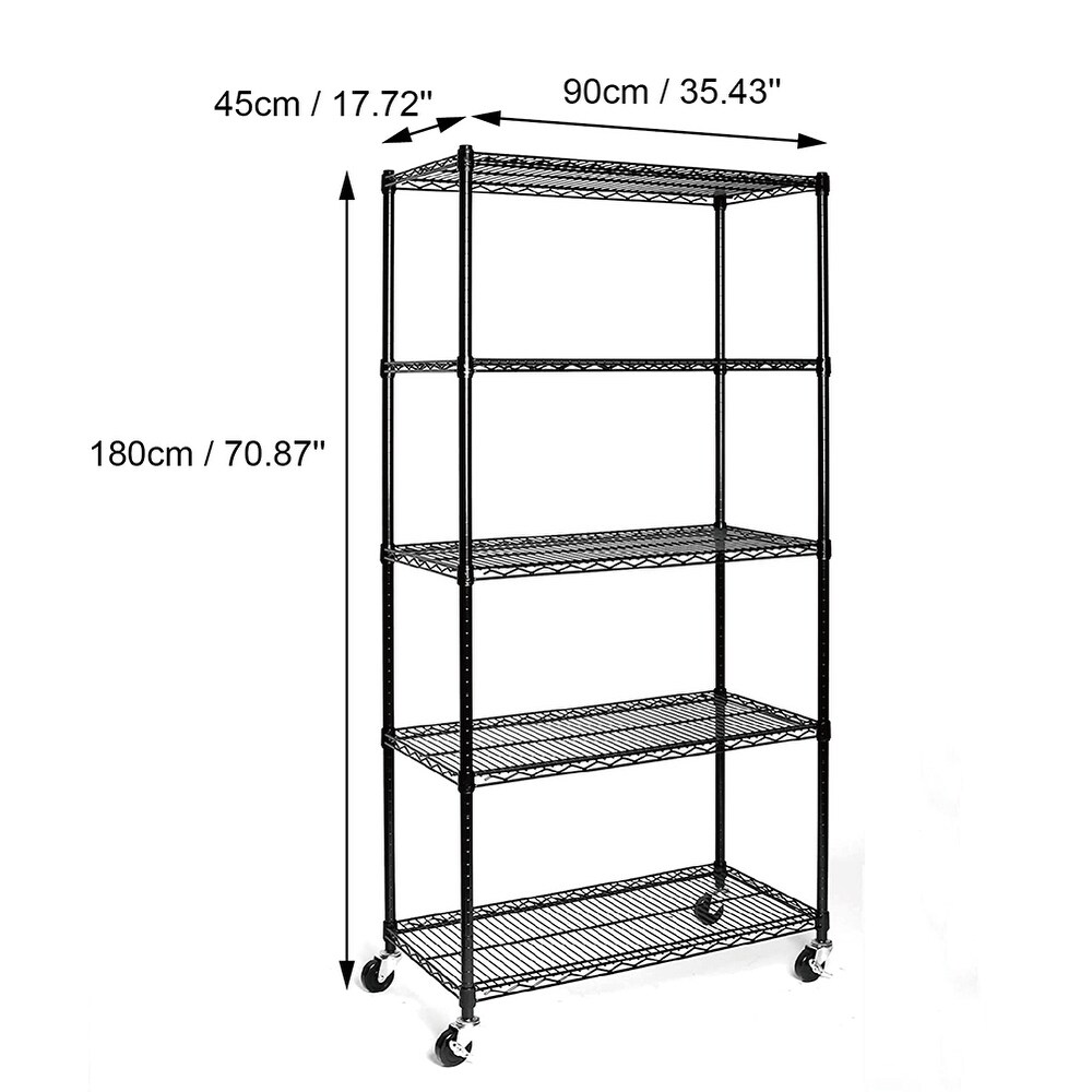 5 Tier NSF Certified Steel Wire Shelving with Wheels