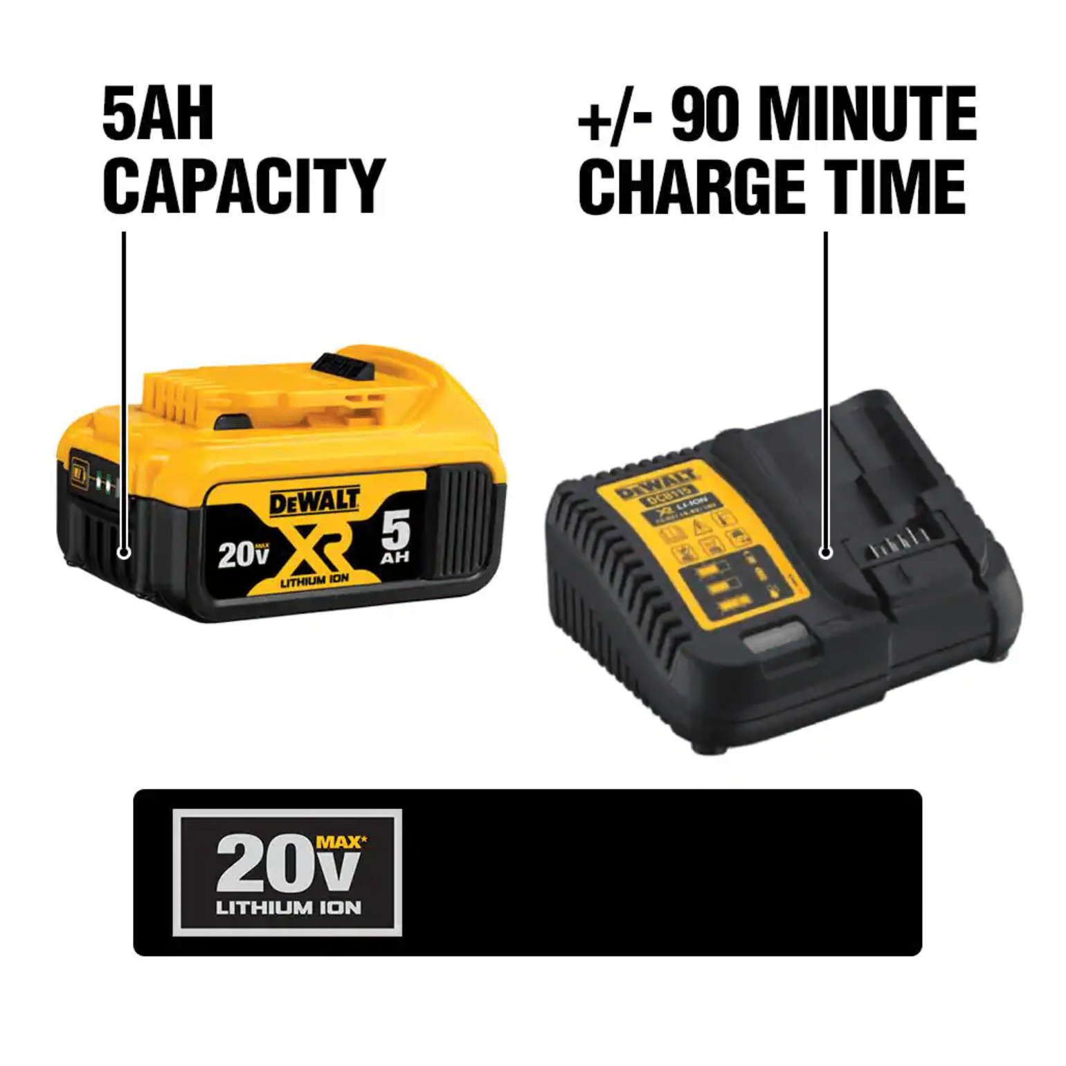 Dewalt 20-Volt Max 3000-Lumen Tripod Light with a 20-Volt Battery 5.0Ah and Charger (DCB205CKWDCL079B)