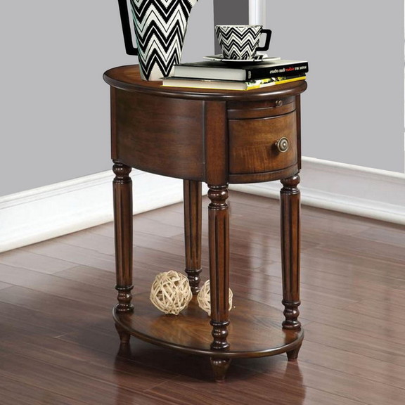 Benzara BM157266 uring Side Table  Dark Oak Bro...