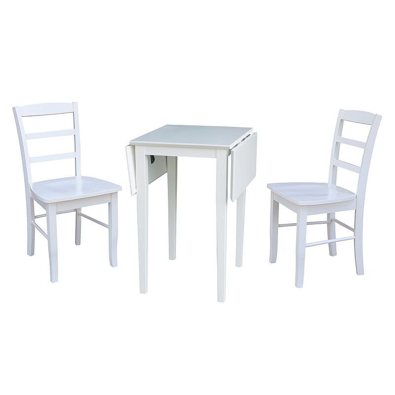 International Concepts Small Dual Drop Leaf Dining Table and Chair 3-piece Set