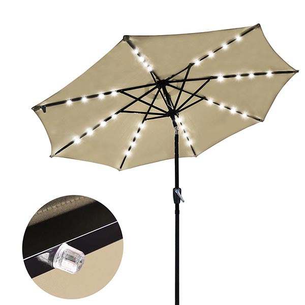 Yescom 9ft Solar LED Outdoor Market Tilt Patio Umbrella