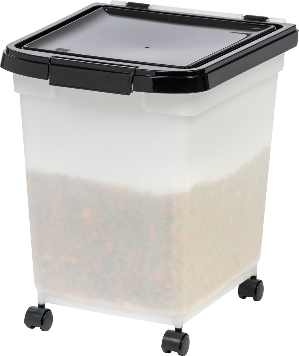 IRIS USA WeatherPro Airtight Dog， Cat， Bird and Other Pet Food Storage Bin Container w/Attachable Casters