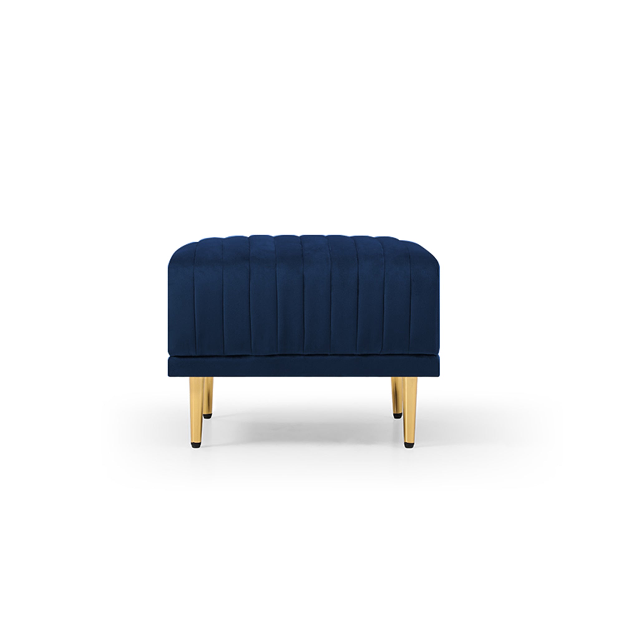 Navy Blue Channel Tufted Bench Upholstered Footrest Stool Accent Bench for Entryway Living Room Bedroom