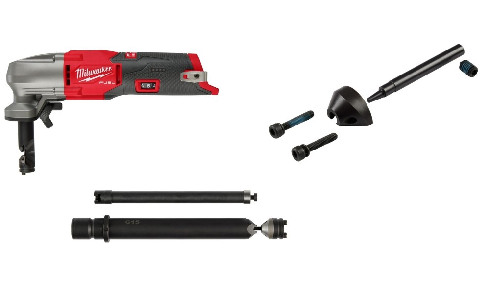 Milwaukee M12 Nibbler 16 Gauge Bare Tool Die and Die Holder Extension and Punch Bundle 2476-20KIT2 from Milwaukee