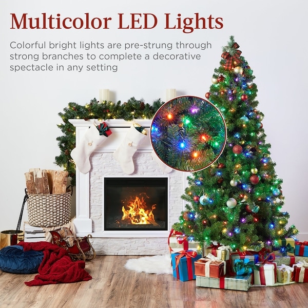 PreLit Artificial Spruce Christmas Tree w/ Multicolored LED Lights