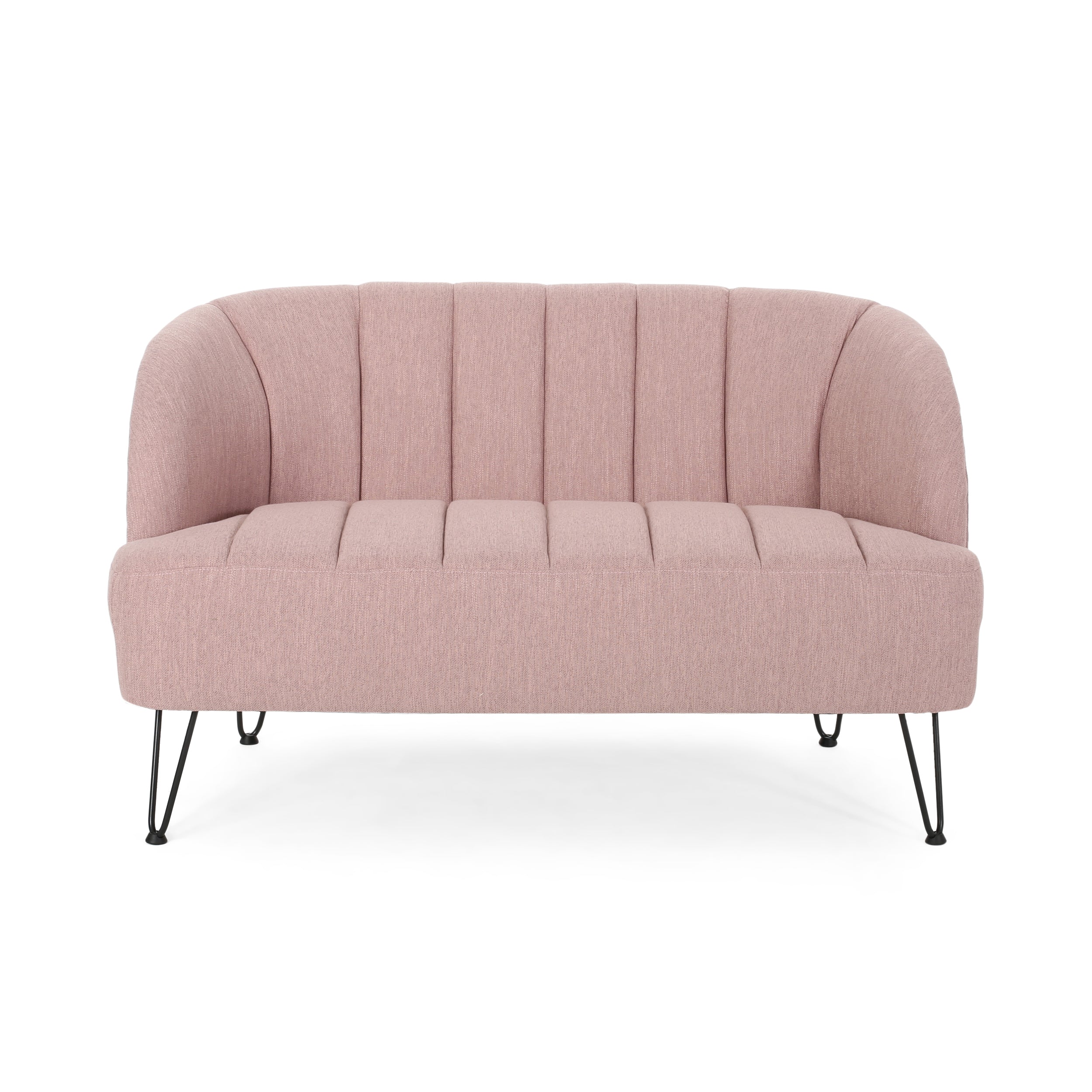 Kyra Modern Fabric Settee with Hairpin Legs