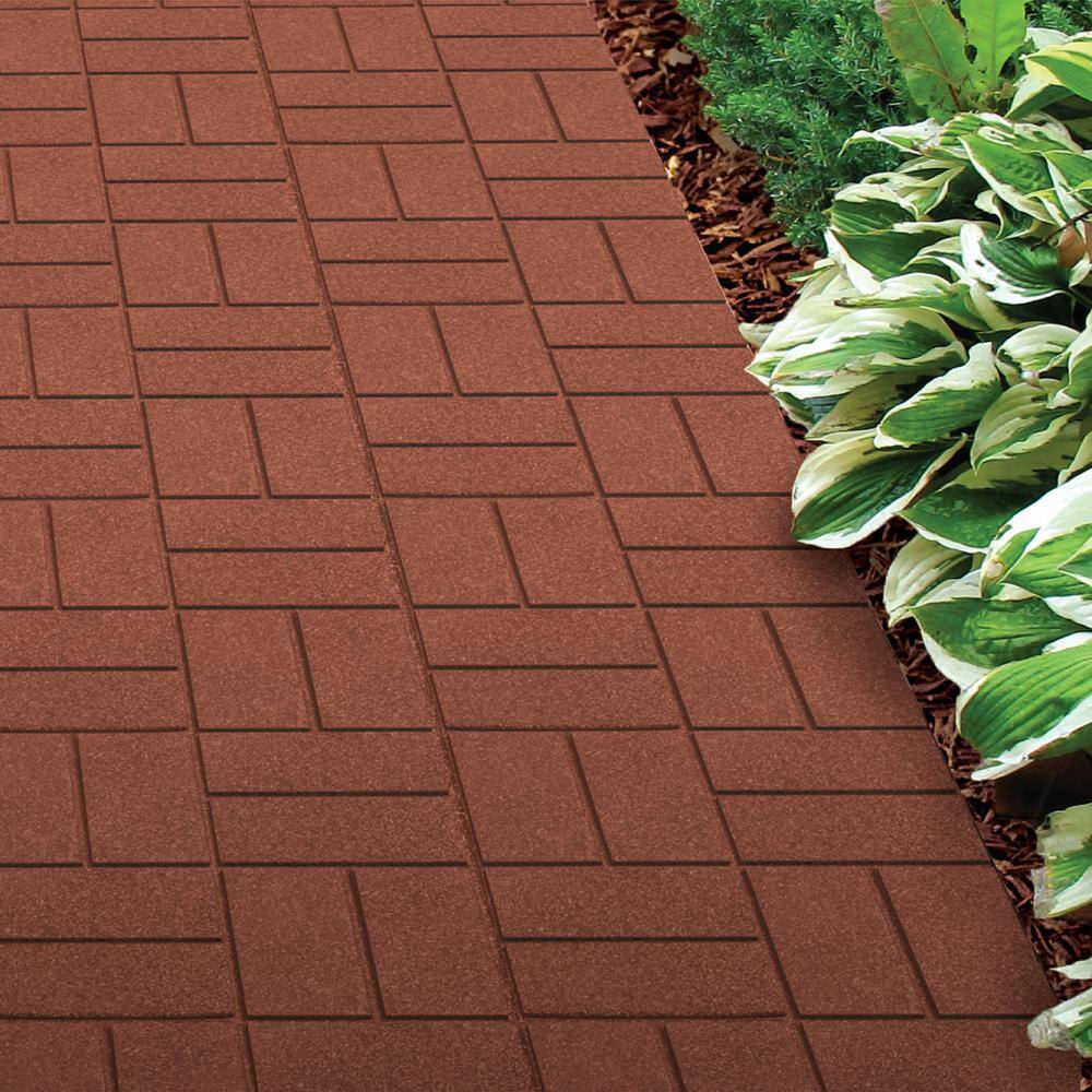 Rubberific 16 in. x 16 in. Red Dual-Sided Rubber Paver (9-Pack) DCPVRD9