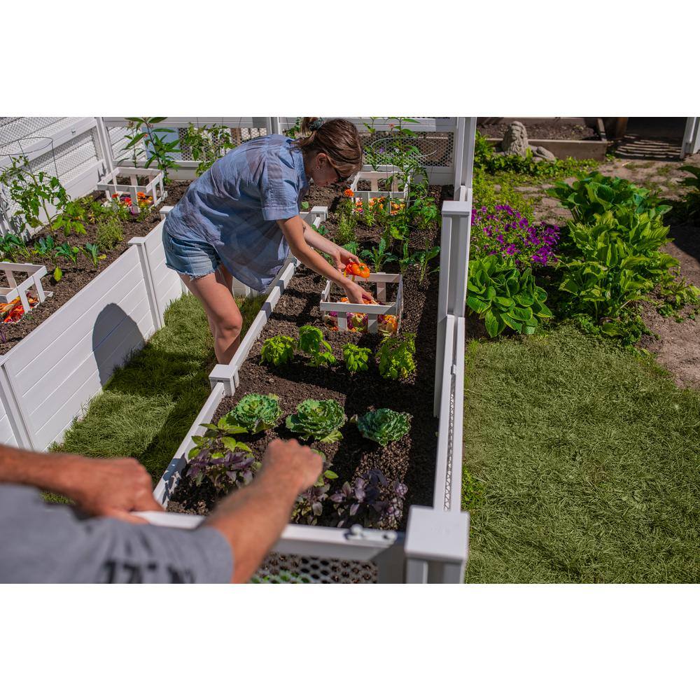VITA Classic 12 ft. x 8 ft. x 4 ft. White Vinyl Keyhole Composting Garden with Enclosure VT17125