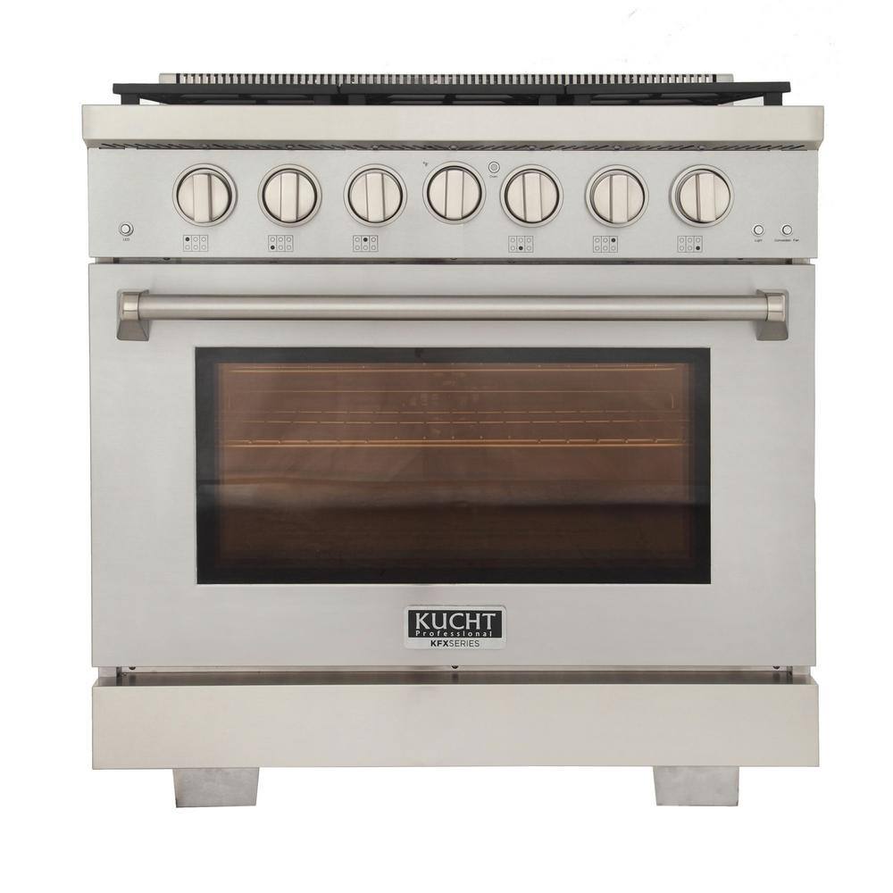 Kucht Professional 36 in. 5.2 cu. ft. Propane Gas Range with Two 21K Power Burners and Convection Oven in Stainless Steel KFX360LP