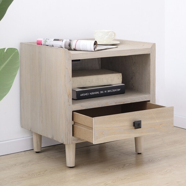 Nightstands Wood End Table with 1-Drawer and Open Shelf for Bedroom， Side Tabel for Living Room - - 36830102