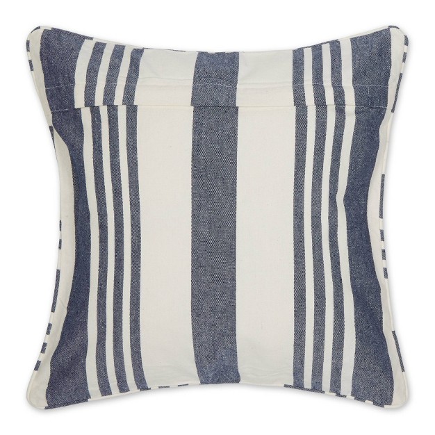 Bold Chambray Striped Recycled Cotton Square Throw Pillow Cover Design Imports