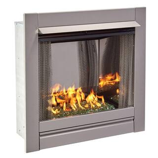 Duluth Forge Vent-Free Stainless Outdoor Gas Fireplace Insert With Emerald Green Fire Glass Media - 24000 BTU 170373