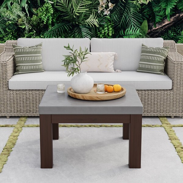 COSIEST Outdoor Solid Wood Square Coffee Table