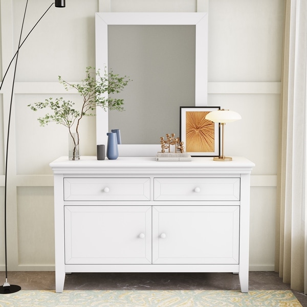 Traditional Concise Style White Solid Wood Dresser with Ample Storage Space