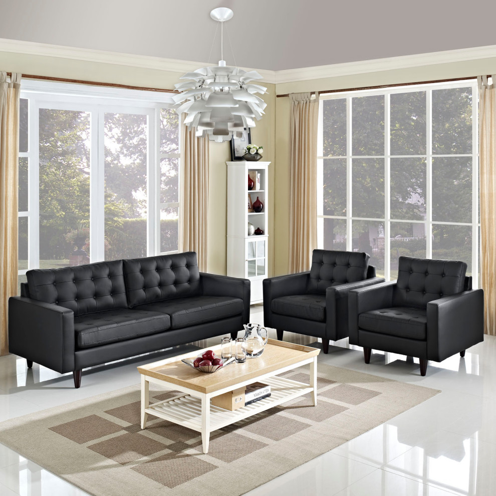 Black Empress Sofa and Armchairs Set of 3   Midcentury   Sofas   by Morning Design Group  Inc  Houzz