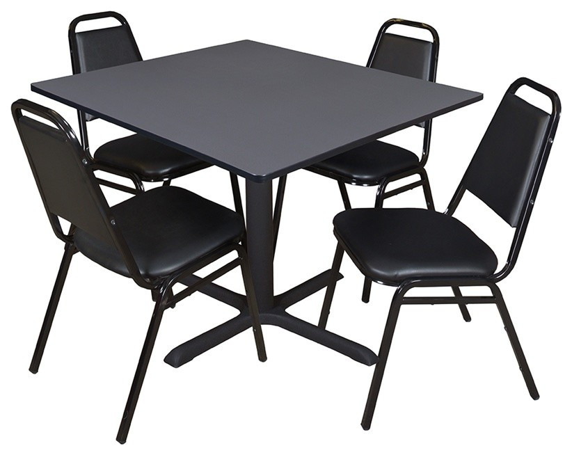 Cain 48 quotSquare Breakroom Table and 4 Restaurant Stack Chairs   Contemporary   Coffee Tables   by BisonOffice  Houzz