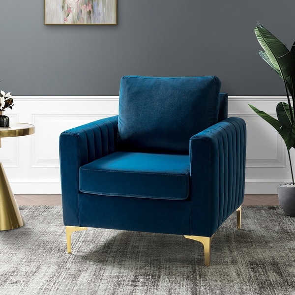 Ganymedes Contemporary Velvet Accent Arm Chair with Golden Legs by HULALA HOME