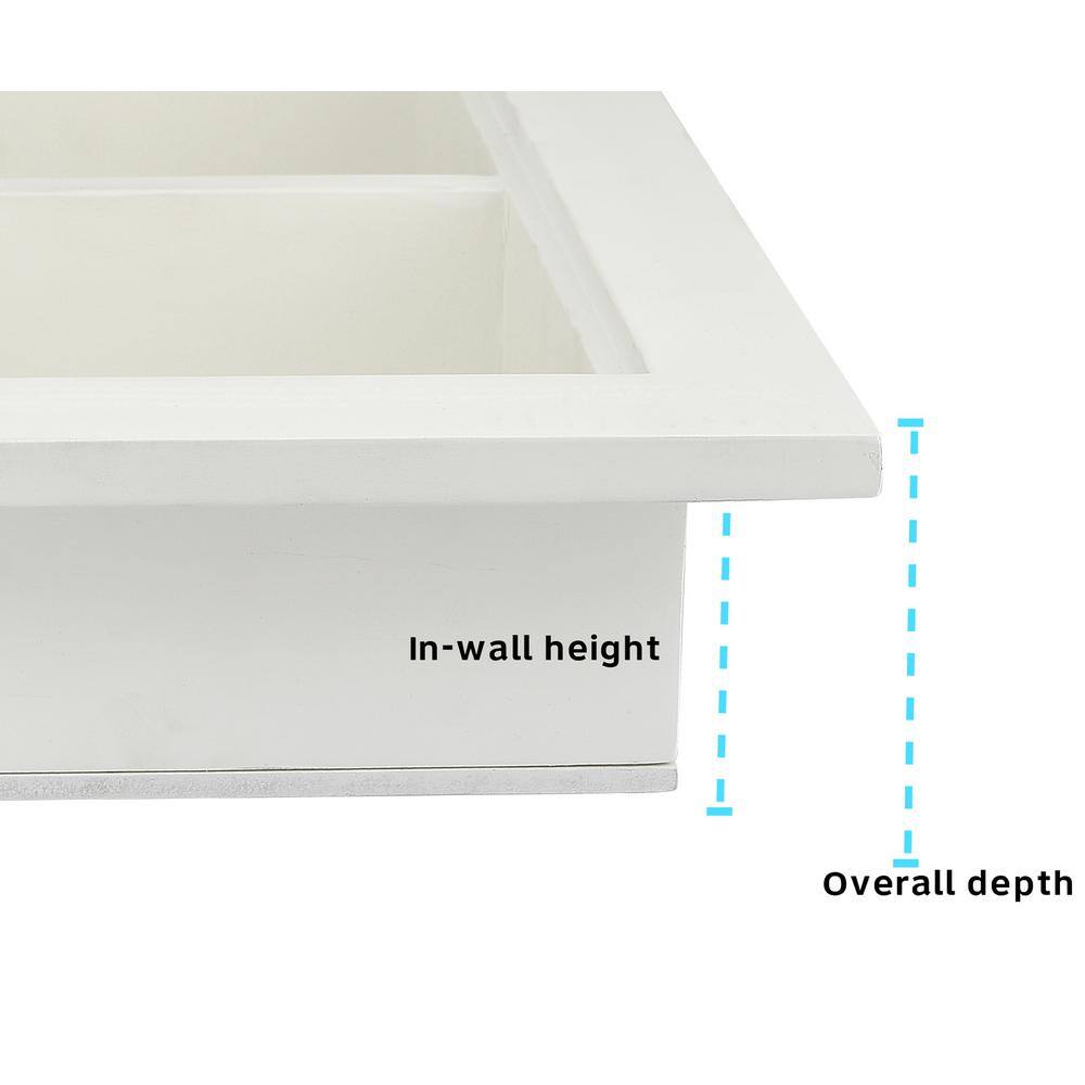 AdirHome 12.75 in. W x 4.75 in. D x 19 in. H White Wood Bathroom Recessed Wall Shelf 515-01-WHI