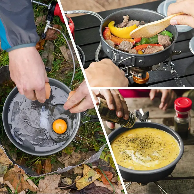 High Quality Aluminium Survival Cooking Gear Lightweight Cookware Outdoor Camping Cookware Set