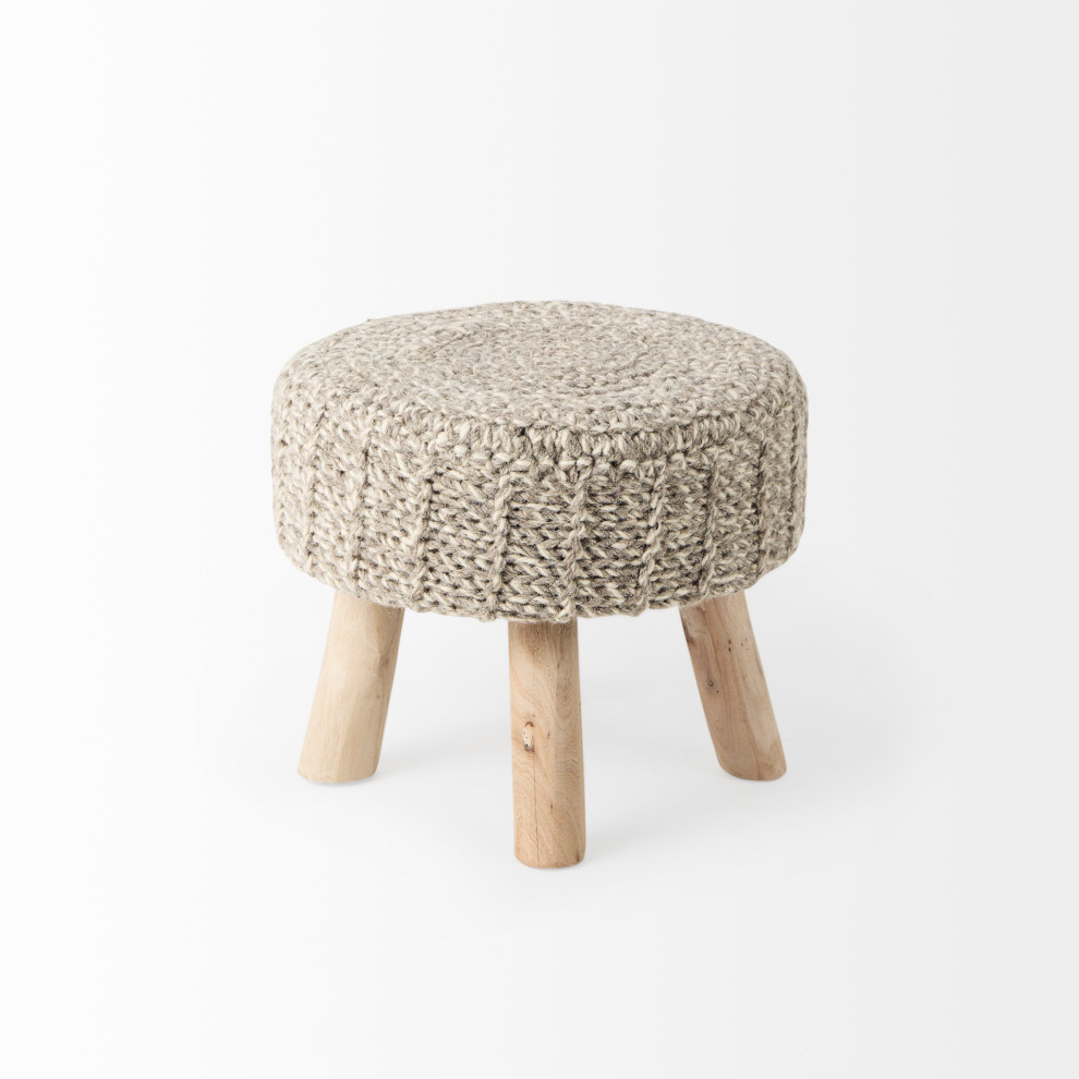 Bina Taupe Wool 4 Legged Stool   Scandinavian   Footstools And Ottomans   by Mercana  Houzz